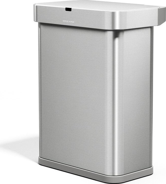 Bezdotykový ocelový odpadkový koš ve stříbrné barvě 58 l Sensor – simplehuman