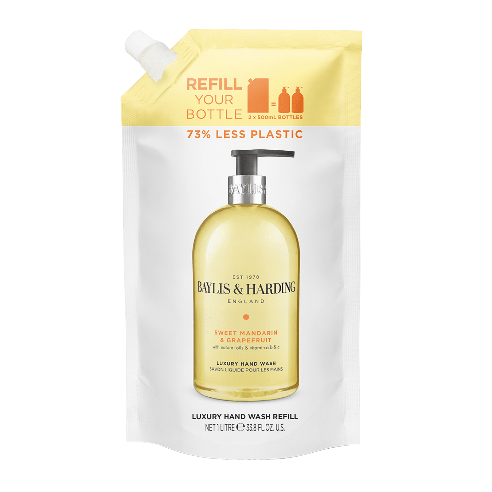 BAYLIS & HARDING Mandarinka & Grapefruit Náhradní náplň Tekuté mýdlo na ruce 1000 ml