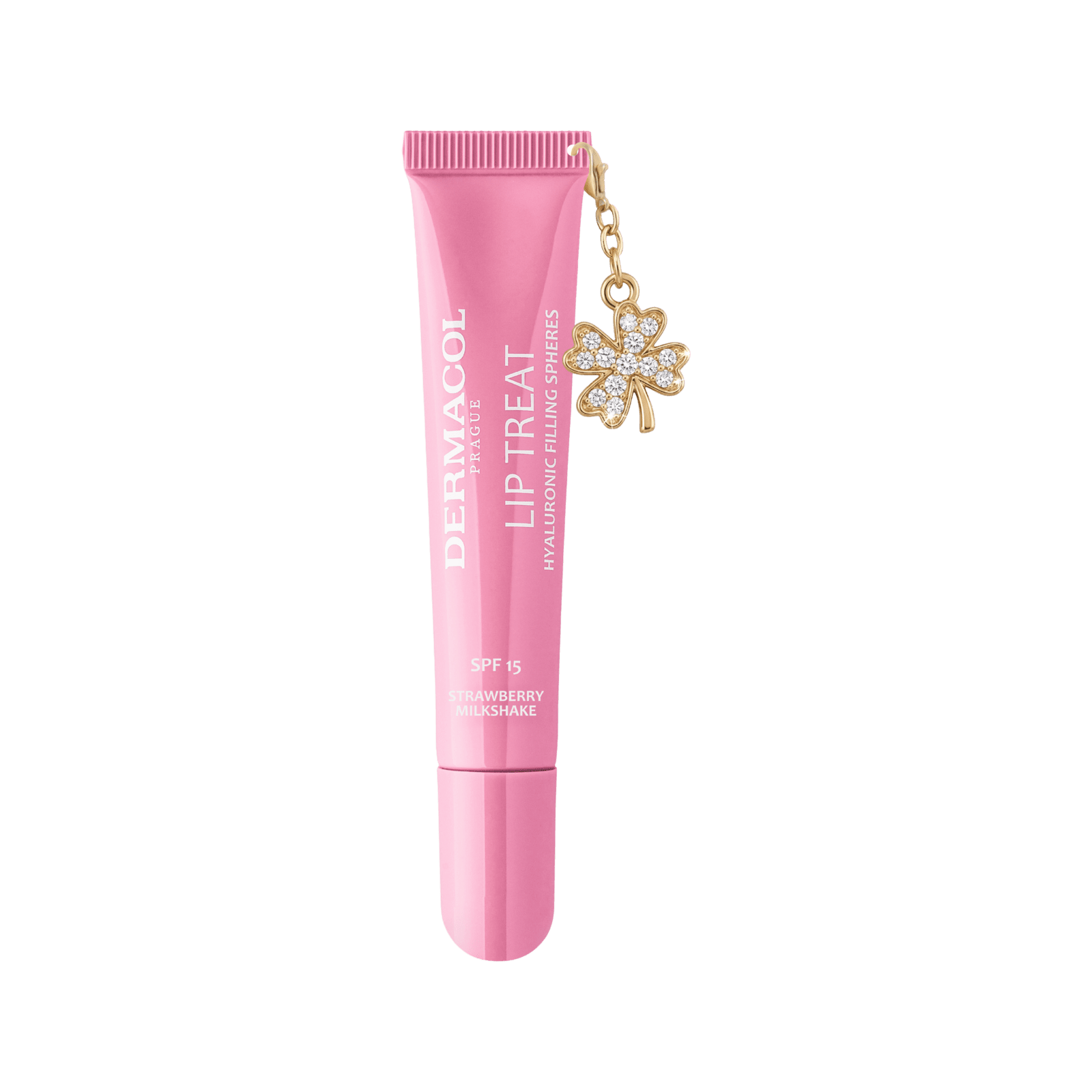 DERMACOL Lip Treat hydratační lesk na rty č.14 Strawberry Milkshake SPF 15 s přívěskem 10 ml