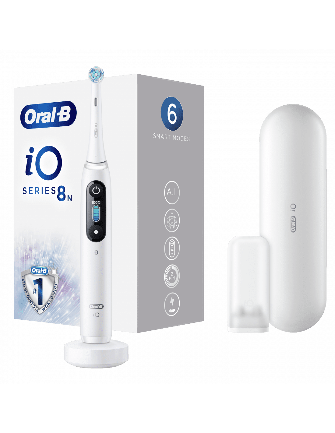 ORAL-B iO Series 8 White Alabaster elektrický zubní kartáček s magnetickou technologií iO