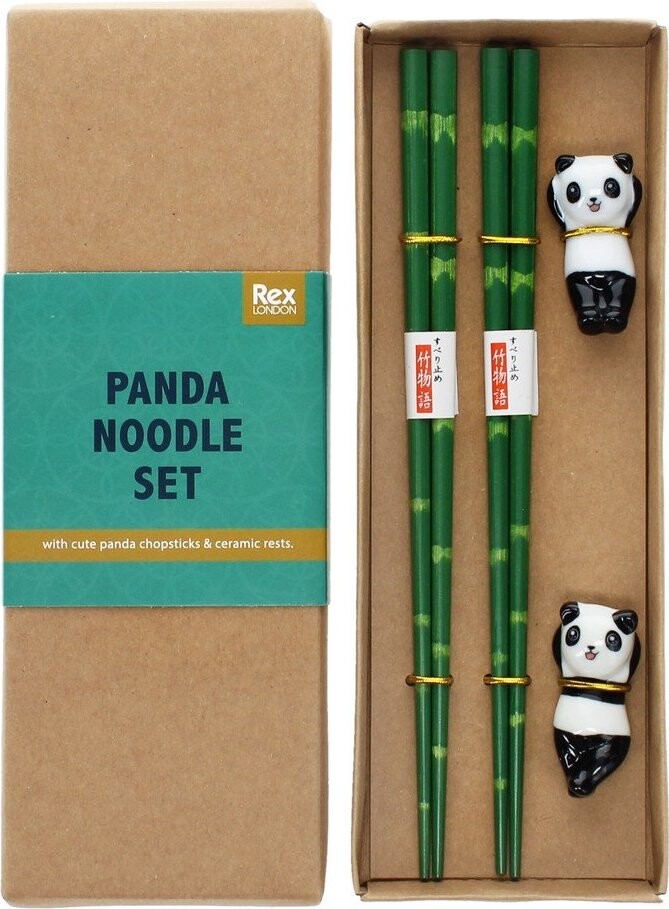 Zelené dřevěné hůlky v sadě 2 ks pro 2 osoby Panda – Rex London