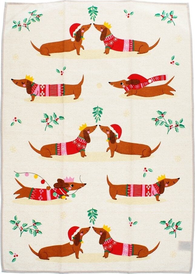 Bavlněná utěrka 70x50 cm Festive Sausage Dog – Rex London