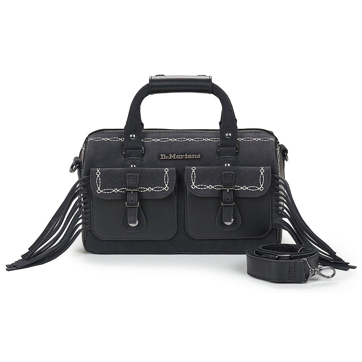 Dr. Martens  TOP HANDLE BAG BLACK CLASSIC PULL UP+BRONX SUEDE  Černá