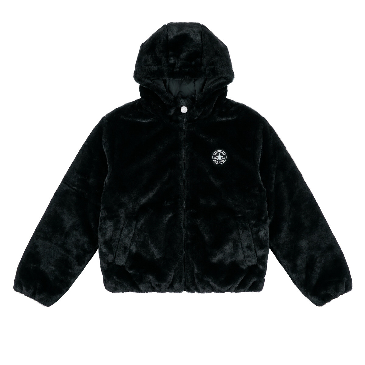 Converse  HOODED FAUX FUR JACKET  Černá