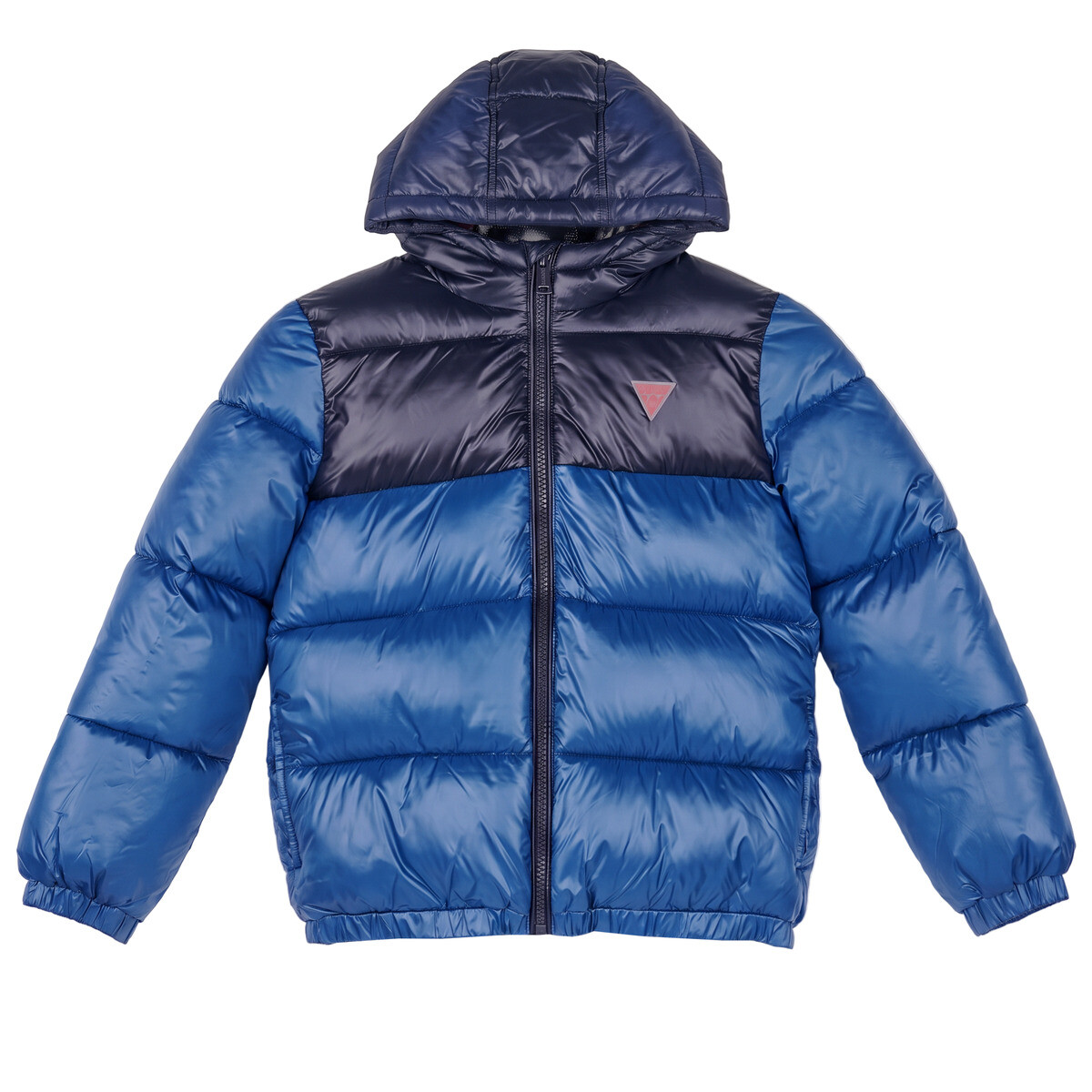 Guess  POLYESTER HOODED LS PUFFER JACKET  Modrá