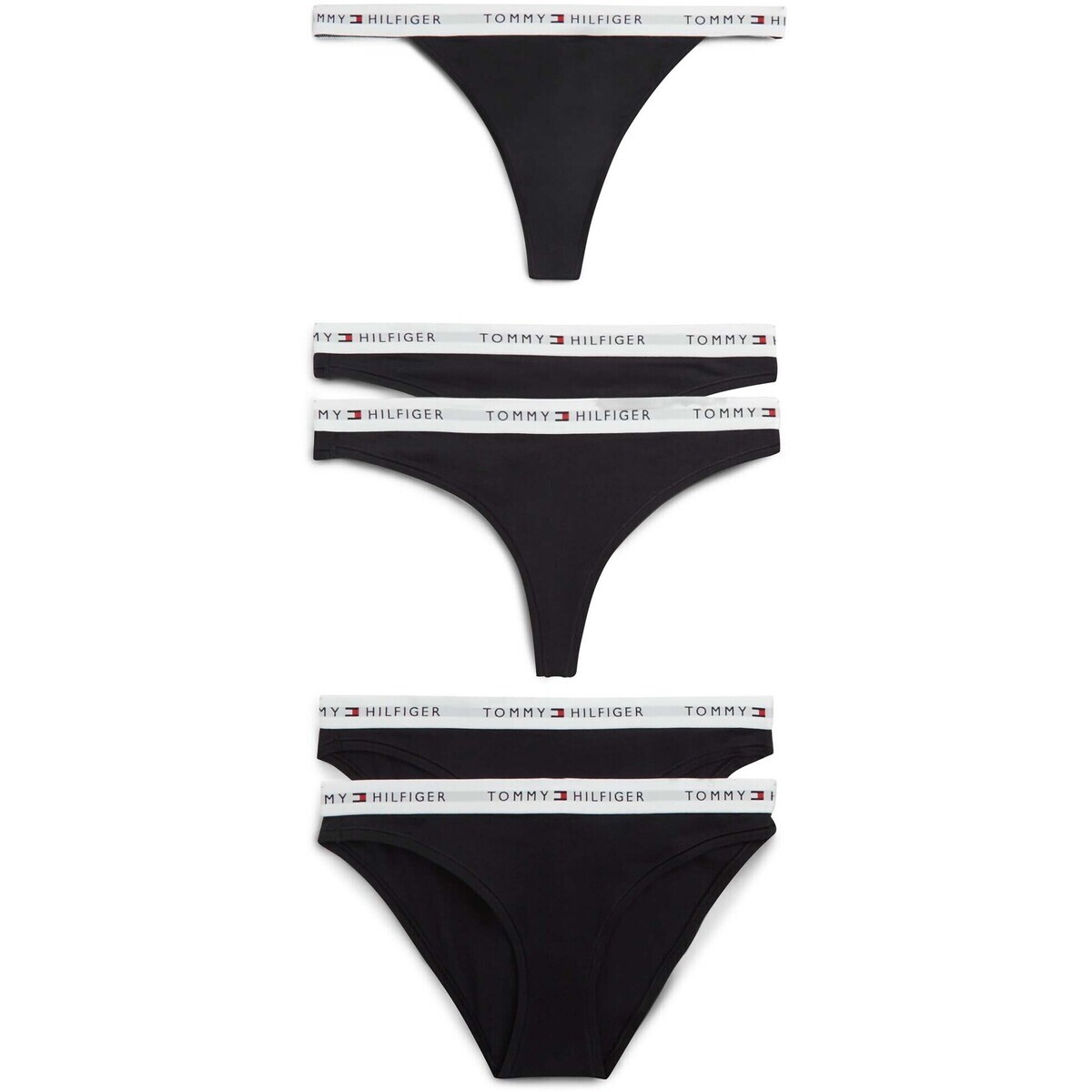 Tommy Hilfiger  5 Pack Multi Shape Bottom  Černá