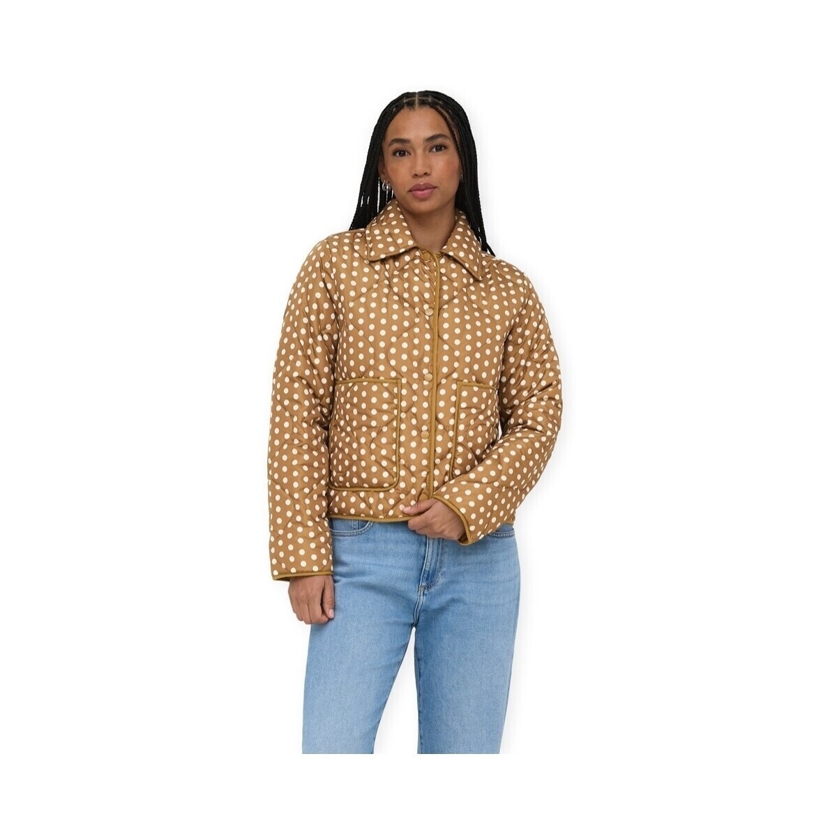 Only  Dottie Quilt Jacket - Rubber/Dot  Hnědá