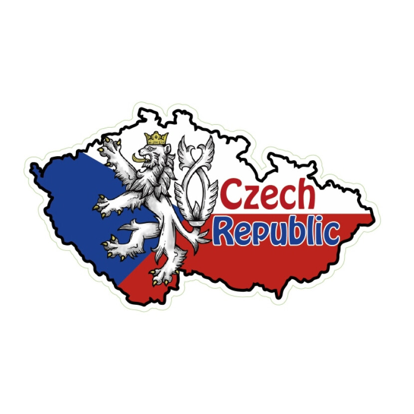 Samolepka vlajka Česká republika v mapě 6 x 10,2 cm - barevná