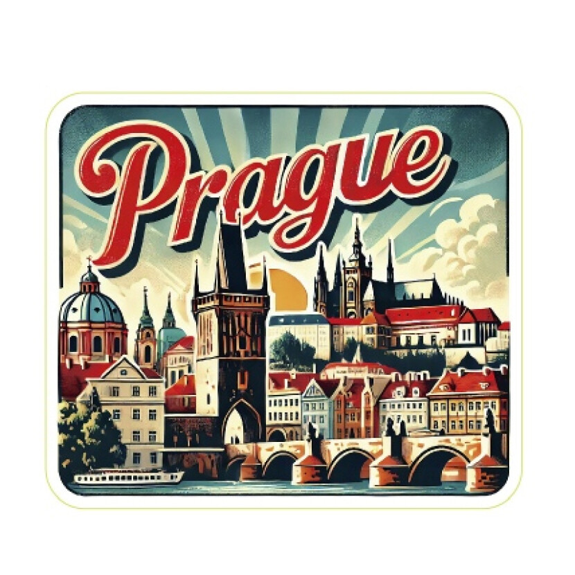 Samolepka ČR Prague s mostem 5,3 x 6 cm - barevná