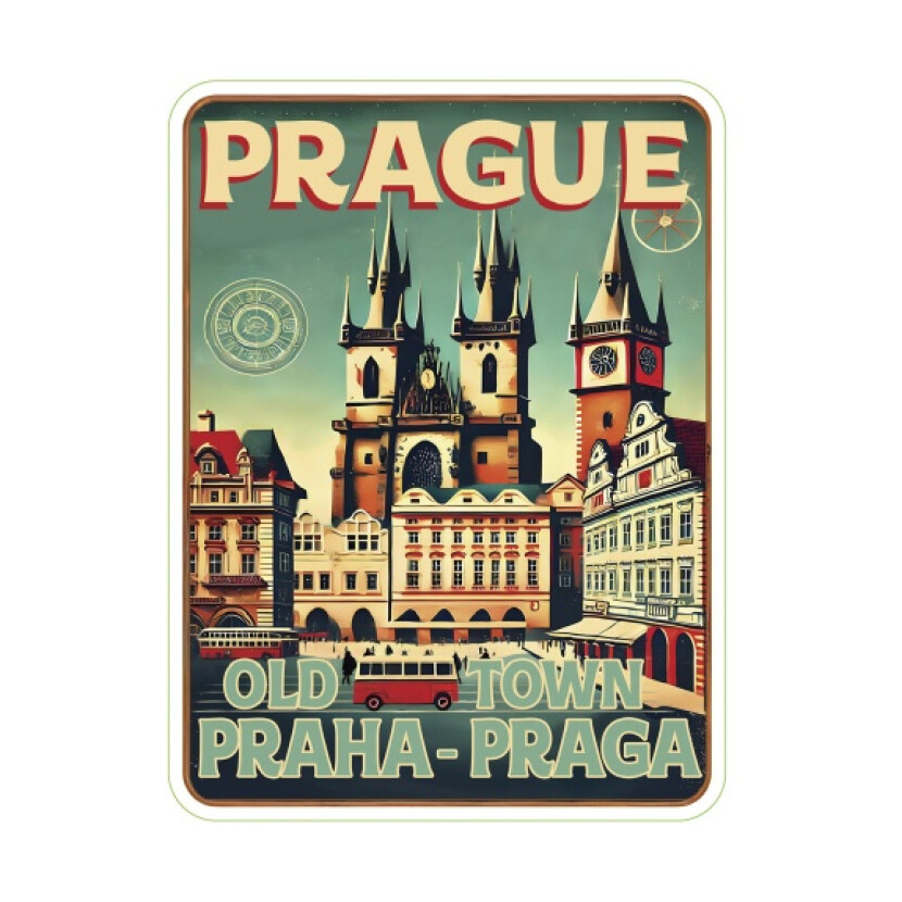 Samolepka ČR Prague Old Town Praha Praga 8 x 6 cm - barevná