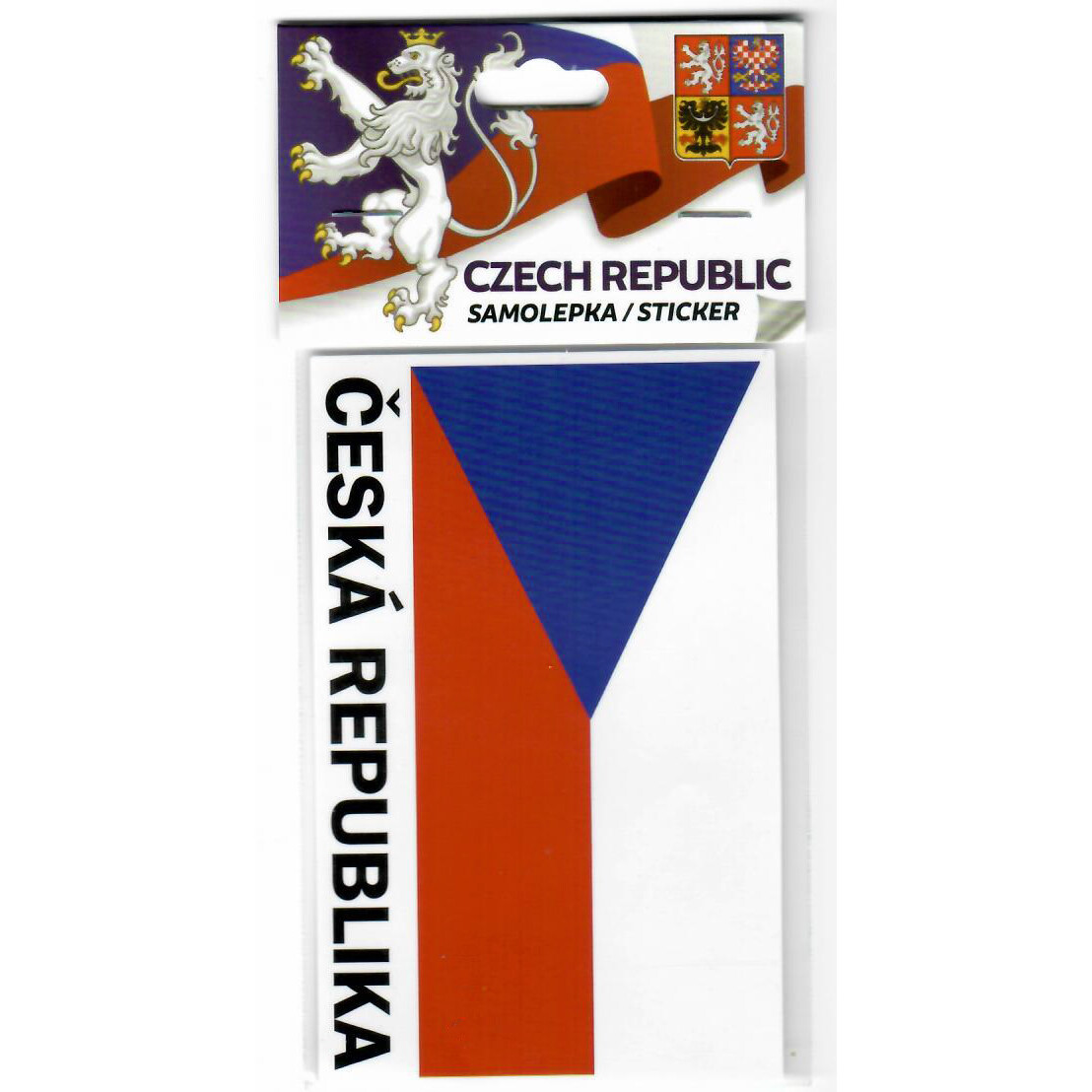 Samolepka s vlajkou a nápisem Česká republika 8,5 x 6 cm - barevná