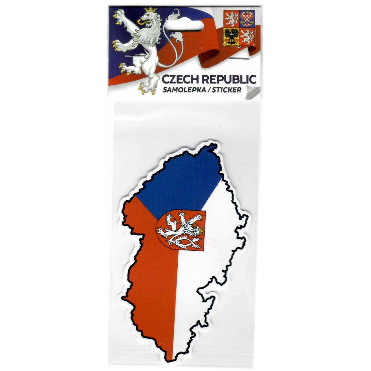 Samolepka s vlajkou v mapě České republiky a Českým lvem 10 x 6 cm - barevná