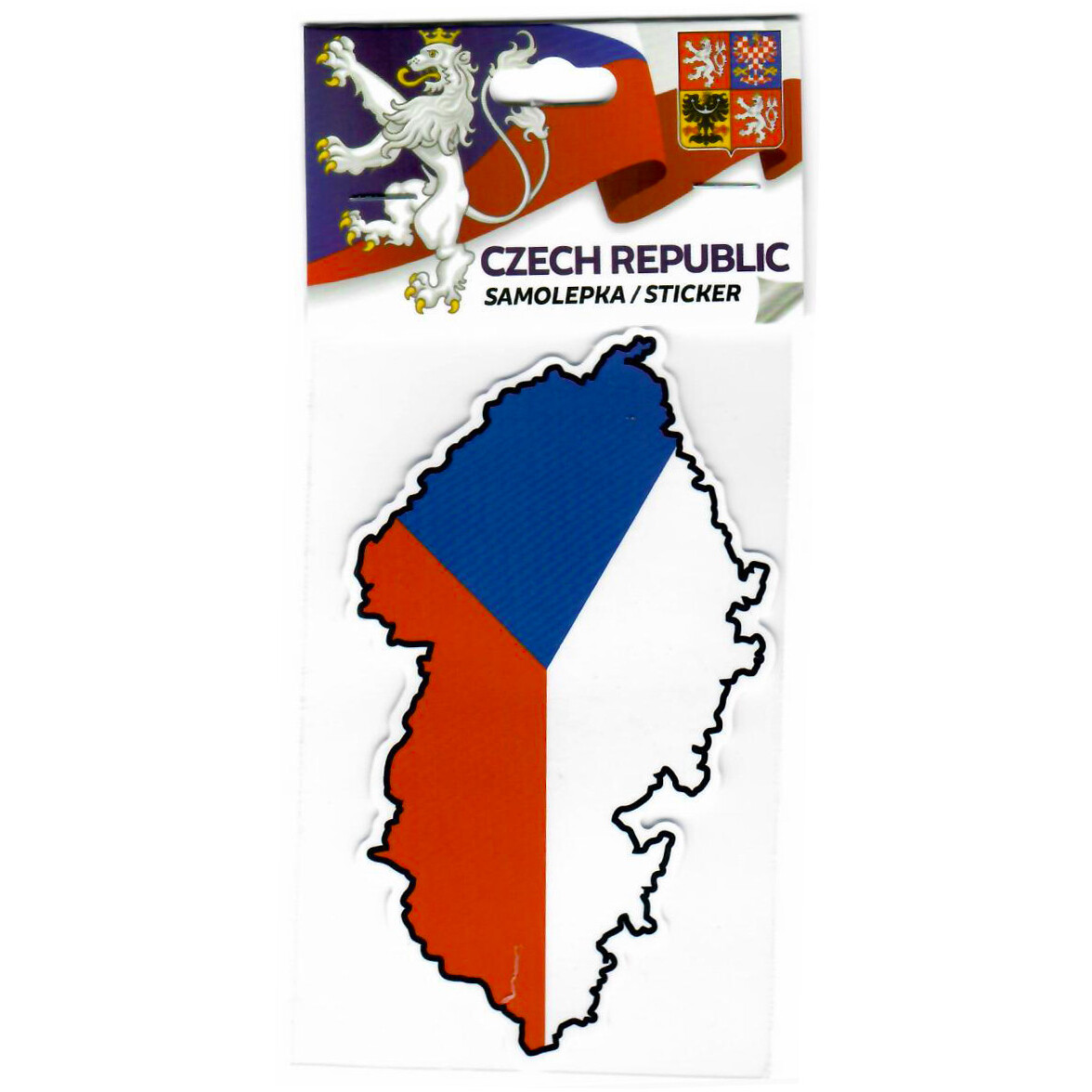 Samolepka s vlajkou v mapě České republiky 10 x 6 cm - barevná