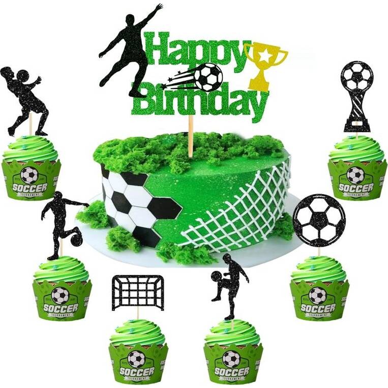 Zápich na dort a muffiny Happy Birthday fotbal 13ks - Cakesicq