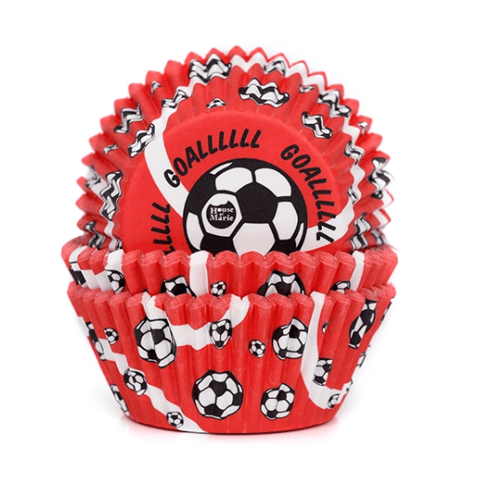 Červené košíčky goal na cupcake 50ks 50x33mm - House of Marie