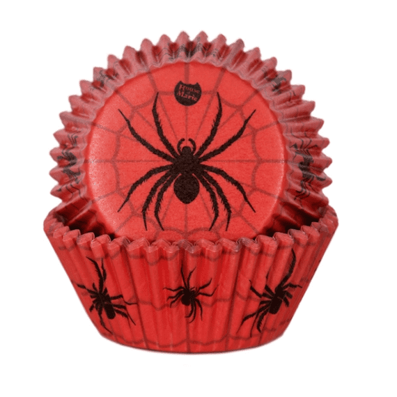 Červené košíčky pavouk na cupcake 48ks 50x33mm - House of Marie