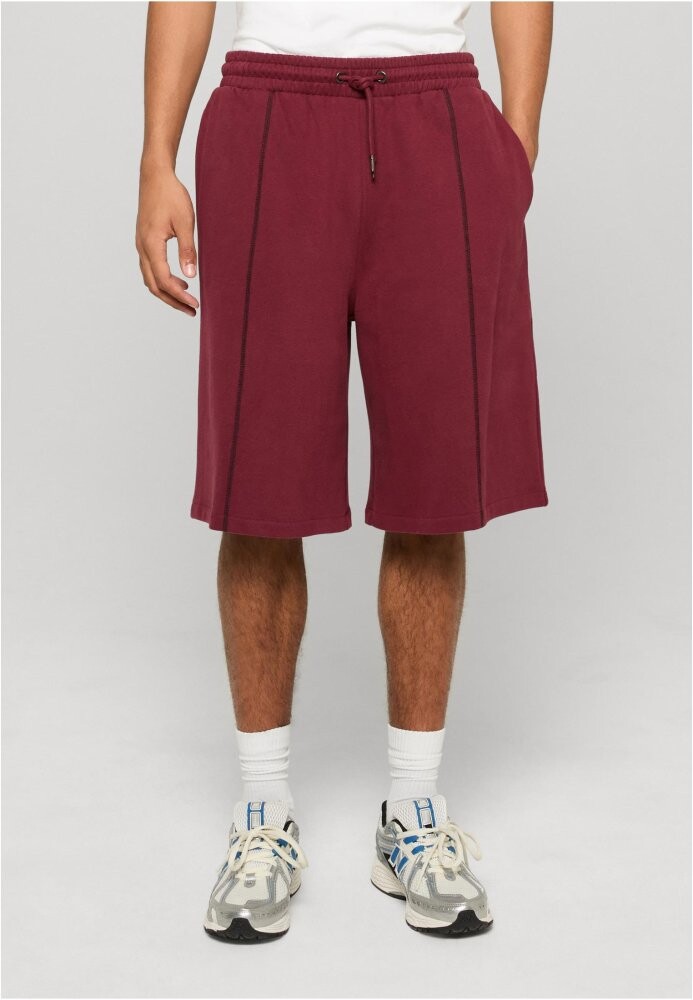 Contrast Seam Peached Bermuda Shorts - darkbrickred 3XL