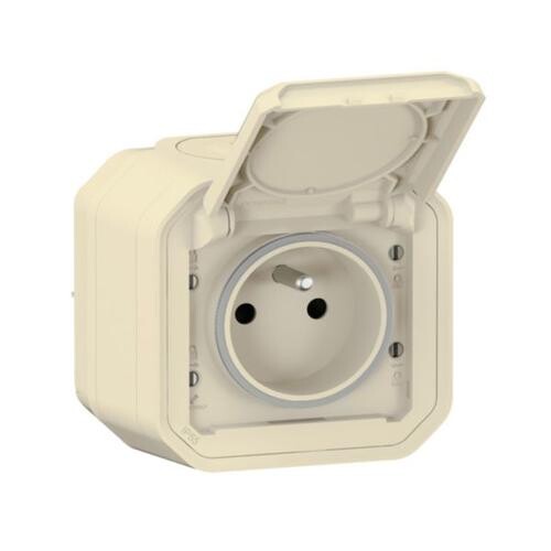 LEGRAND PLEXO 069776L zásuvka s clonkami IP55 montáž na povrch s víčkem Písek