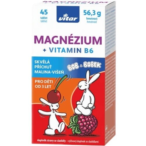 Vitar Kids Magnézium+B6 malina-višeň tbl.45