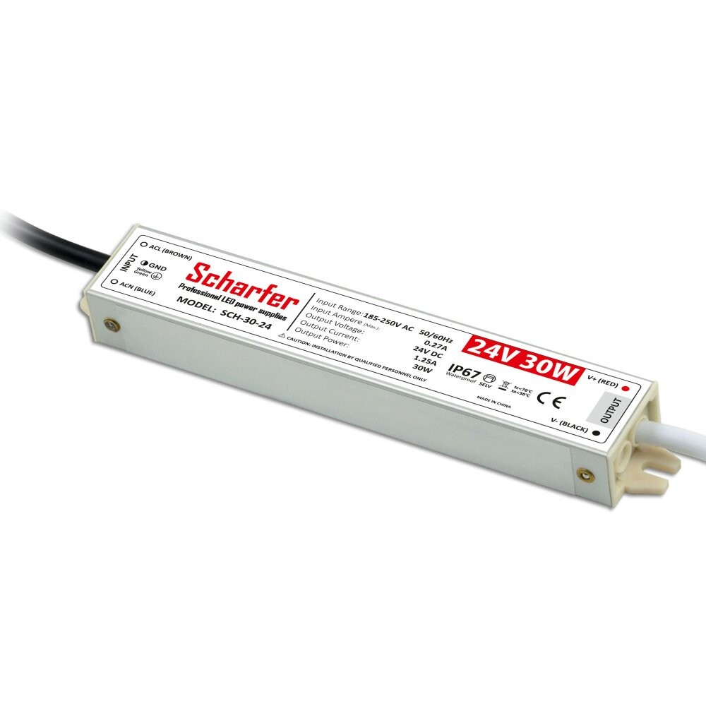Scharfer LED napájecí zdroj Scharfer 24V 30W SLIM IP67 SCH-30-24