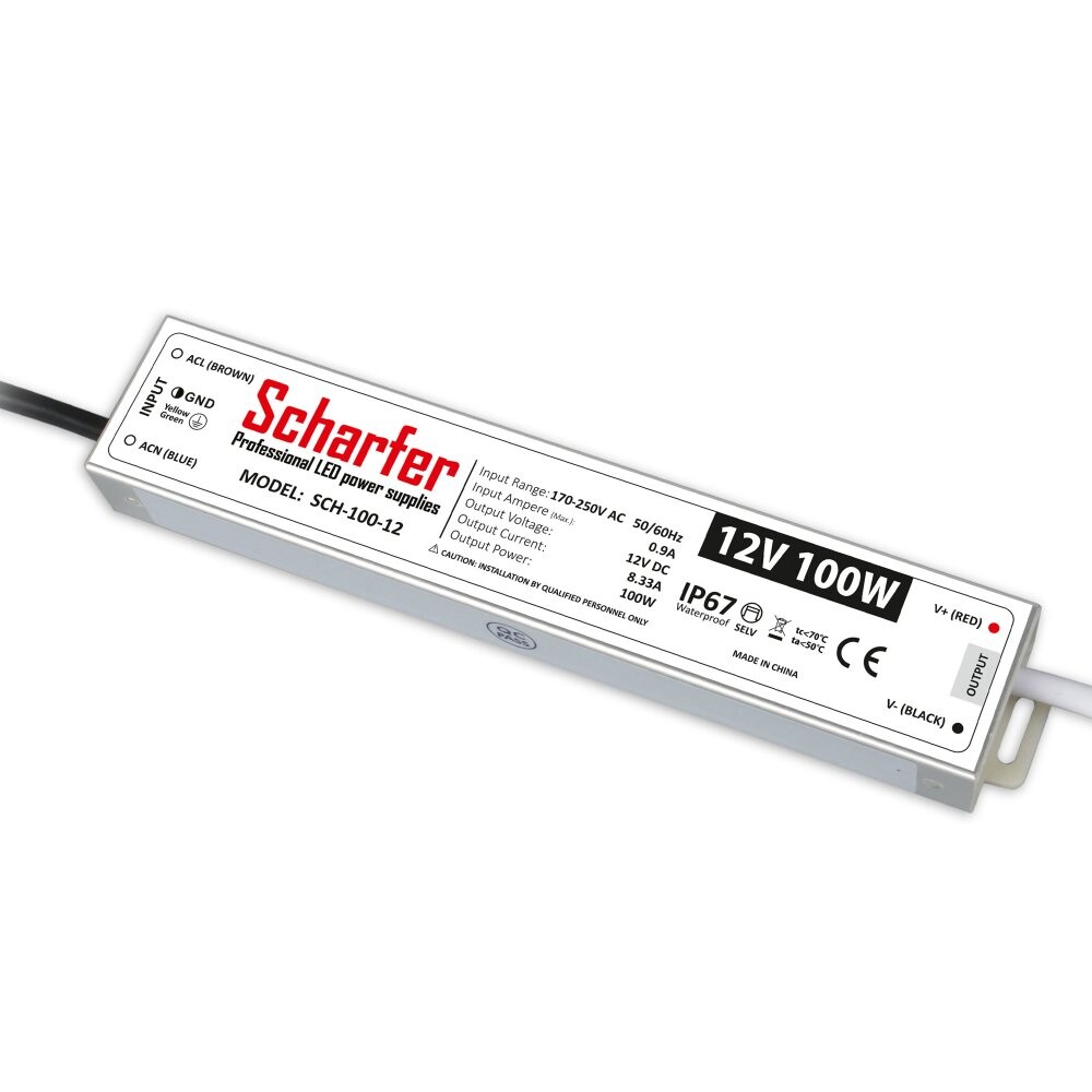 Scharfer LED napájecí zdroj Scharfer 12V 100W SLIM IP67 SCH-100-12