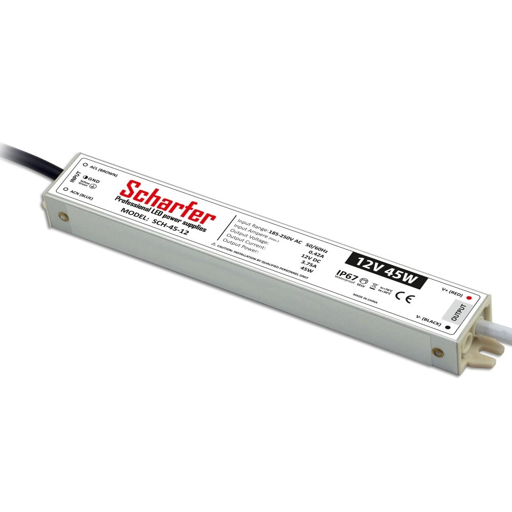 Scharfer LED napájecí zdroj Scharfer 12V 45W SLIM IP67 SCH-45-12