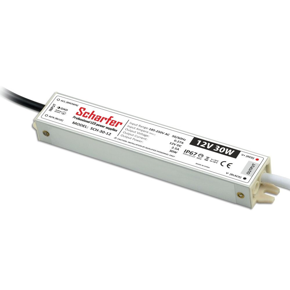 Scharfer LED napájecí zdroj Scharfer 12V 30W SLIM IP67 SCH-30-12