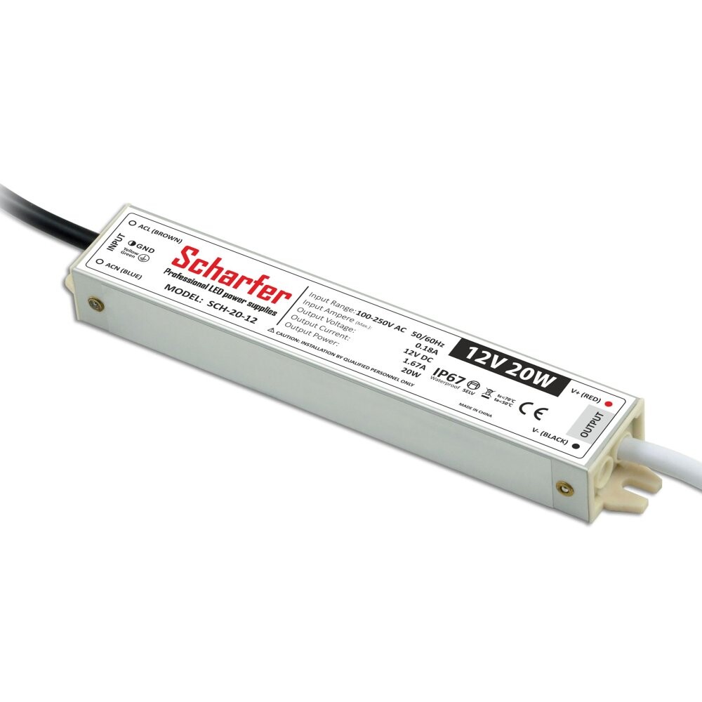 Scharfer LED napájecí zdroj Scharfer 12V 20W SLIM IP67 SCH-20-12