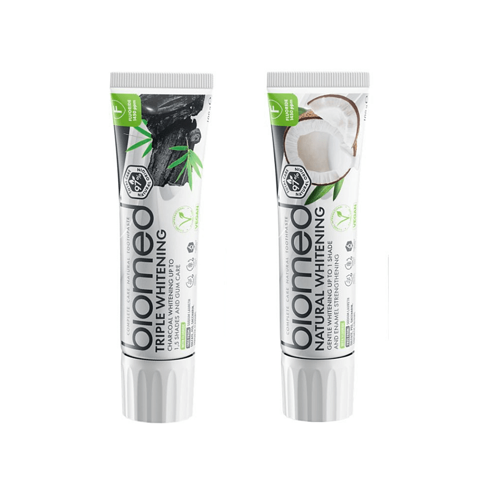 BIOMED Duo sada Natural Whitening a Triple Whitening zubní pasty 2x100g