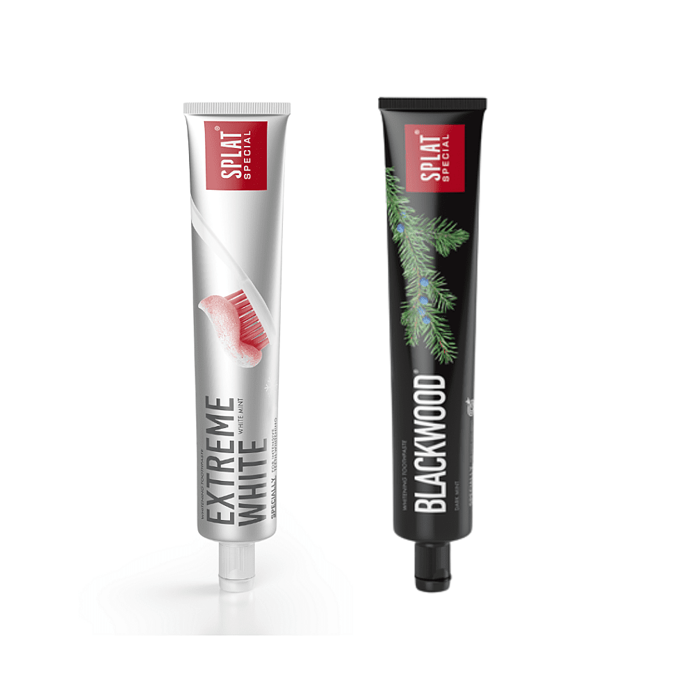 SPLAT Duo sada Special Extreme White a Blackwood zubní pasty 2x75 ml