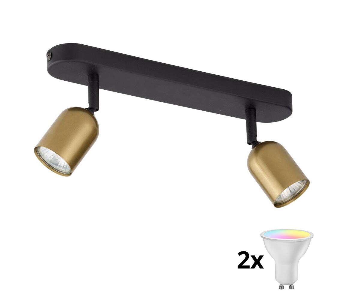 LED RGBW Stmívatelné bodové svítidlo TOP 2xGU10/6,5W/230V 2700-6500K zlatá/černá TK3303+2xAI0589