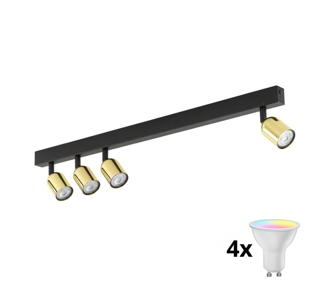 LED RGBW Stmívatelné bodové svítidlo TOP 4xGU10/6,5W/230V 2700-6500K černá/zlatá TK6314+4xAI0589
