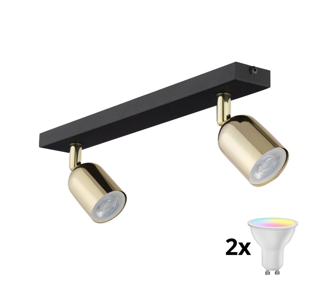 LED RGBW Stmívatelné bodové svítidlo TOP 2xGU10/6,5W/230V 2700-6500K černá/zlatá TK5617+2xAI0589