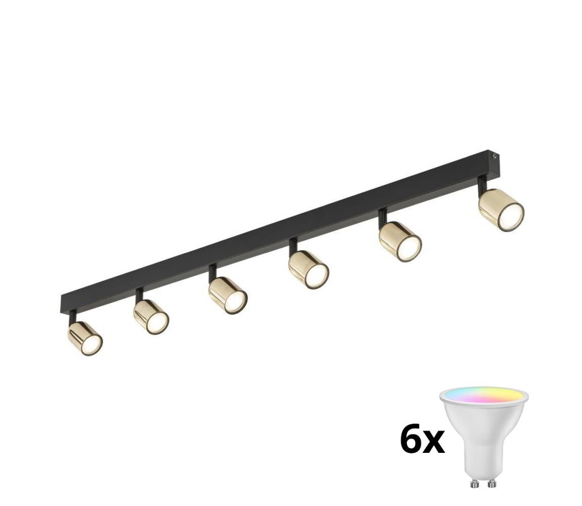 LED RGBW Stmívatelné bodové svítidlo TOP 6xGU10/6,5W/230V 2700-6500K černá/zlatá TK6034+AI2320
