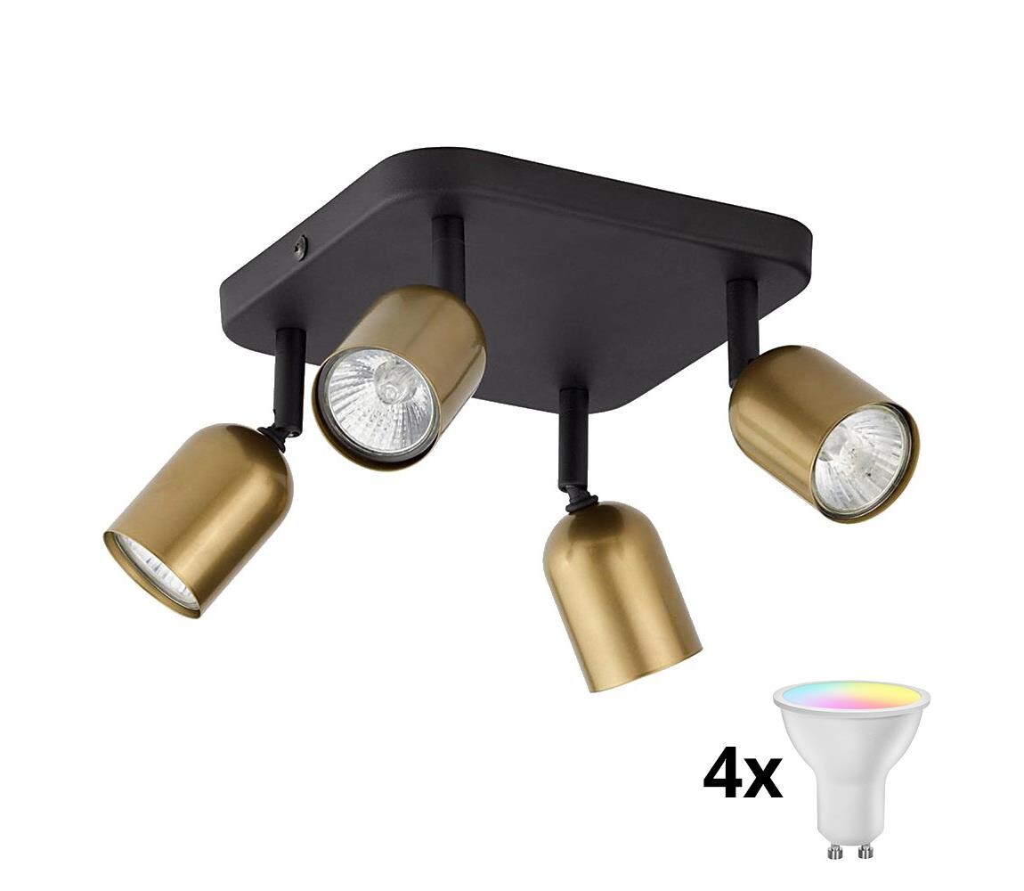 LED RGBW Stmívatelné bodové svítidlo TOP 4xGU10/6,5W/230V 2700-6500K zlatá/černá TK3307+4xAI0589