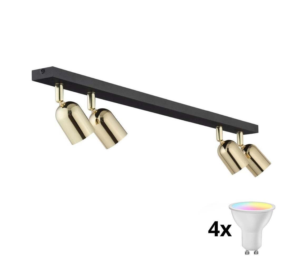 LED RGBW Stmívatelné bodové svítidlo TOP 4xGU10/6,5W/230V 2700-6500K černá/zlatá TK5619+4xAI0589
