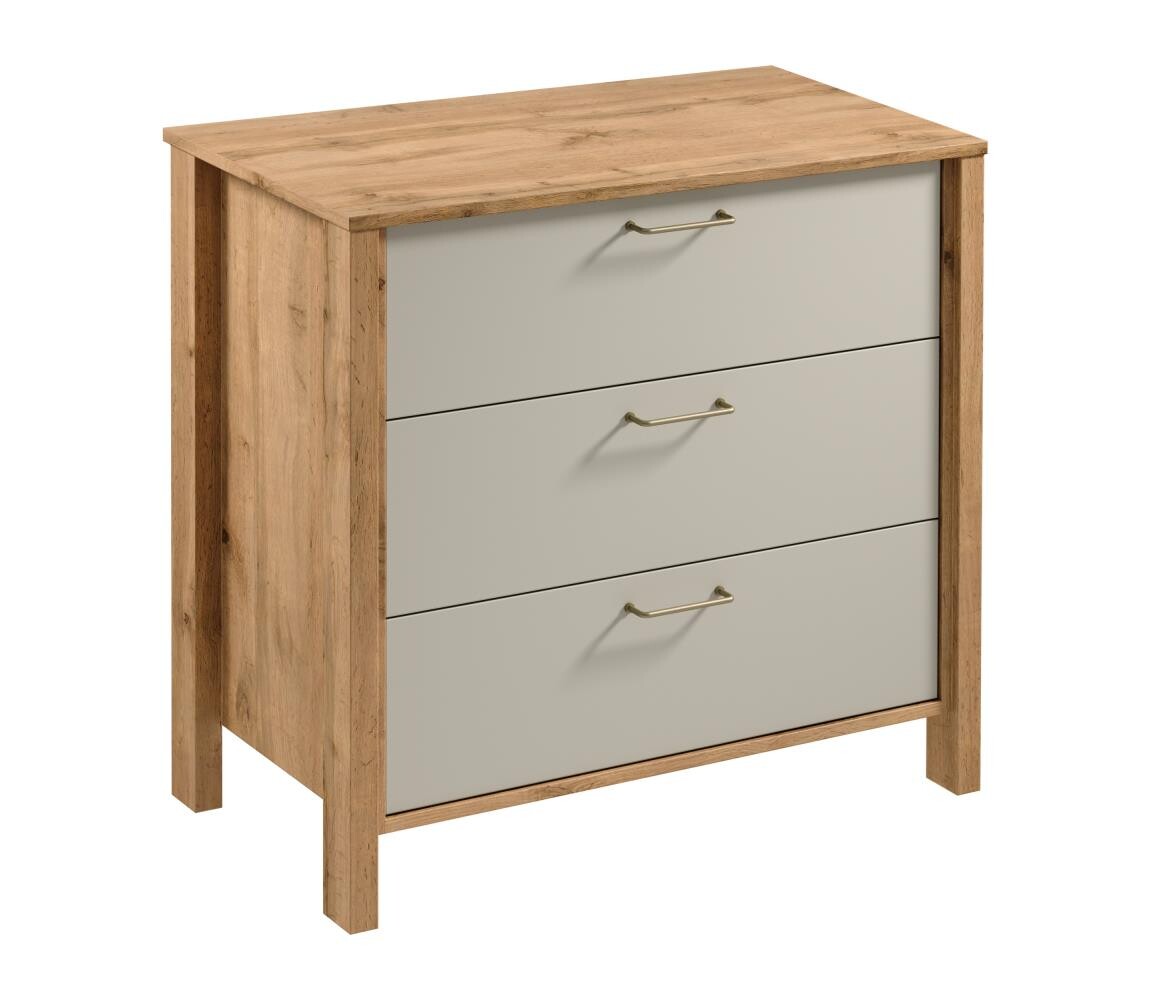 Gala Meble Komoda MENTA 90x81x47 cm dub wotan/šedá S19-K3S-BSM