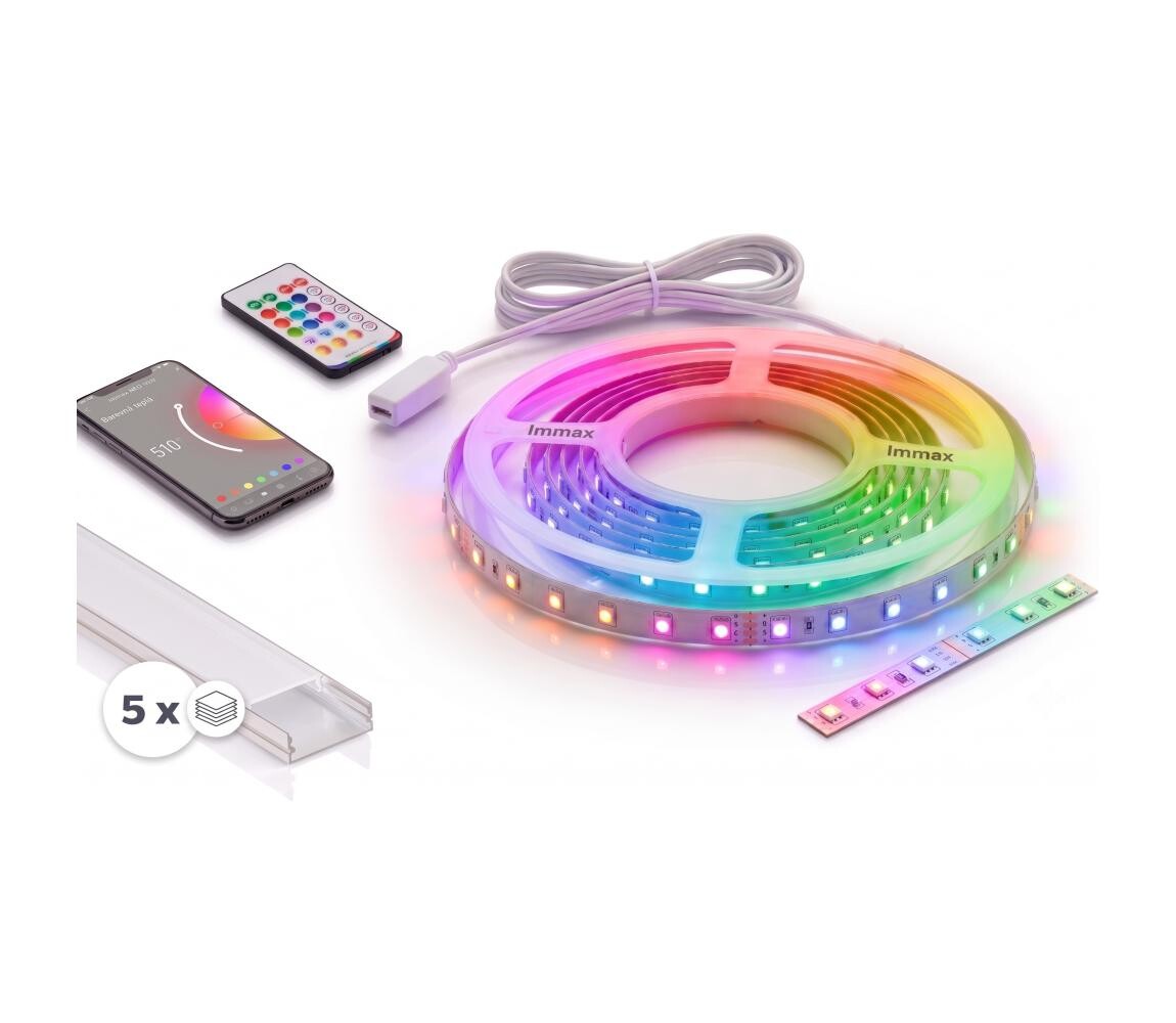 SmartLED SADA 1x LED RGBW Pásek NEO LITE LED/24W/230V 5 m IP65 Wi-Fi + 5x profil 1 m + DO 5xSD0103+1xIM0834