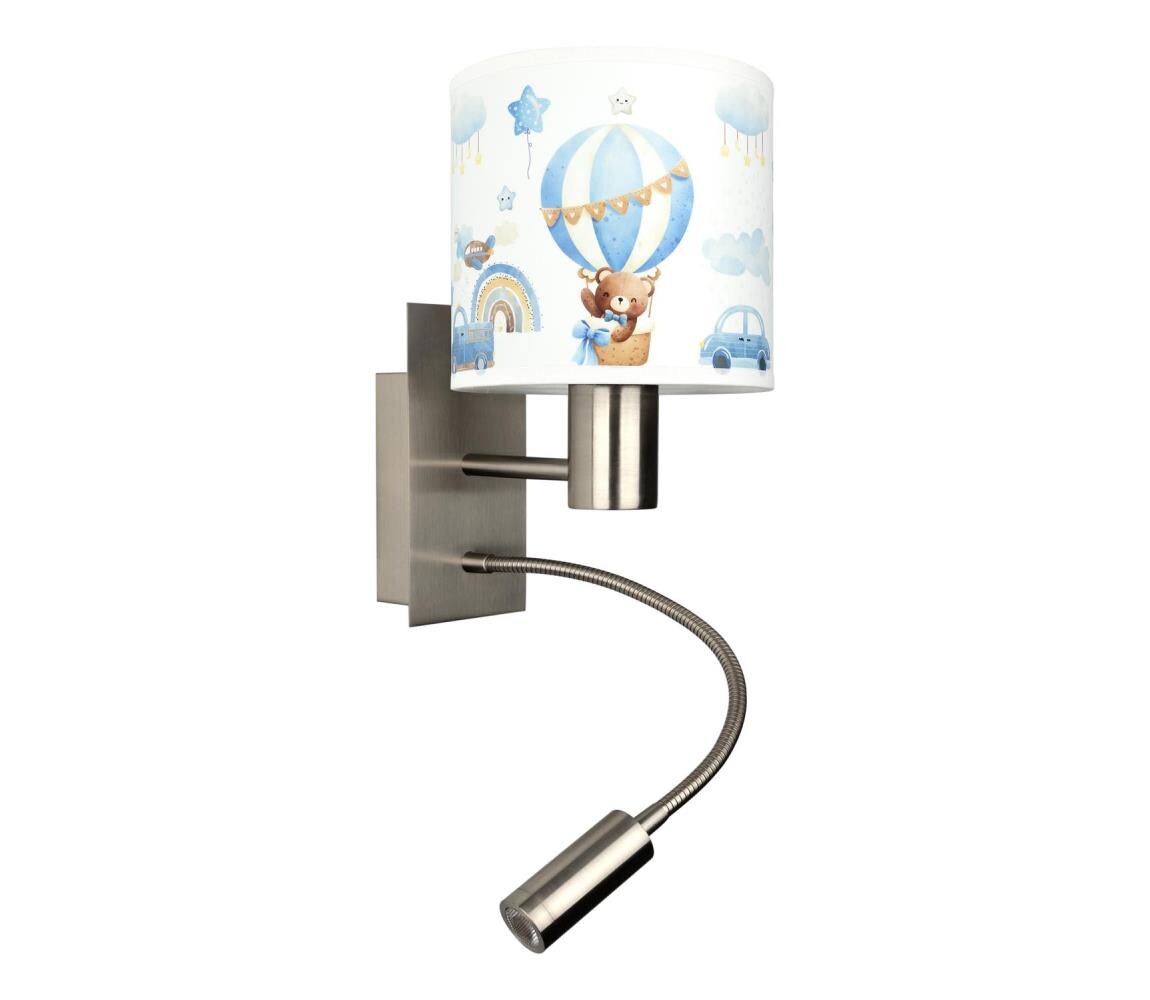 Brilagi - LED Flex. lampa BOBO 1xE27/25W/230V + LED/3W m. chrom/bílá/modrá/medv. BG1556+BG5585