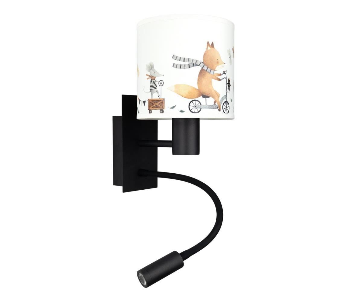 Brilagi - LED Flex. lampa BOBO 1xE27/25W/230V + LED/3W černá/bílá/zvířátka BG1558+BG5578