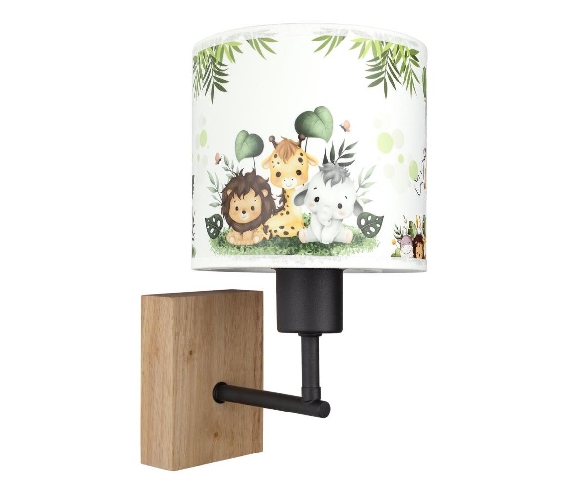 Brilagi - Nástěnná lampa BOBO WOOD 1xE27/25W/230V dub/černá/bílá/zelená/džungle BG1561+BG5588