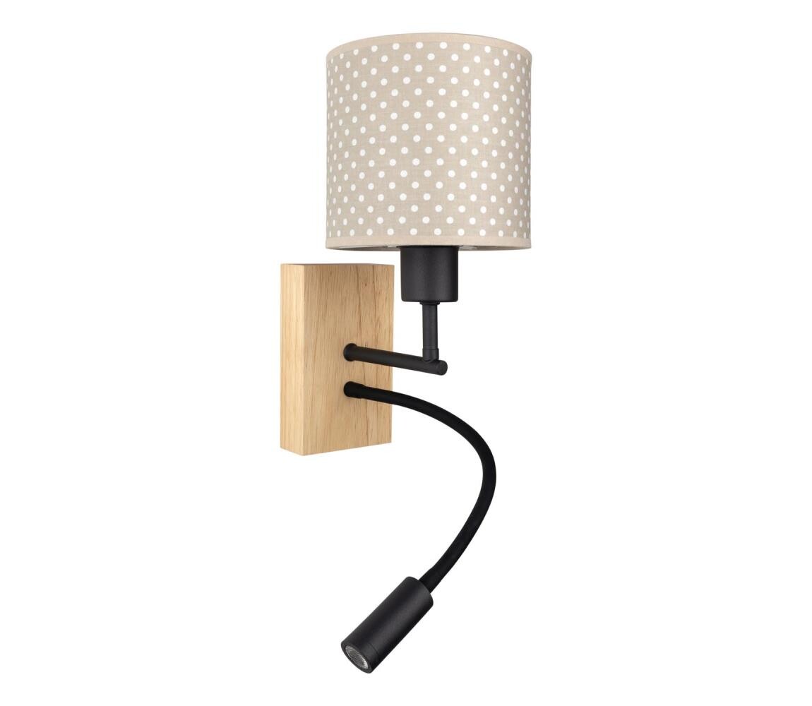 Brilagi - LED Flex. lampa BOBO WOOD 1xE27/25W/230V + LED/3W dub/černá/béž./punt. BG1564+BG5581