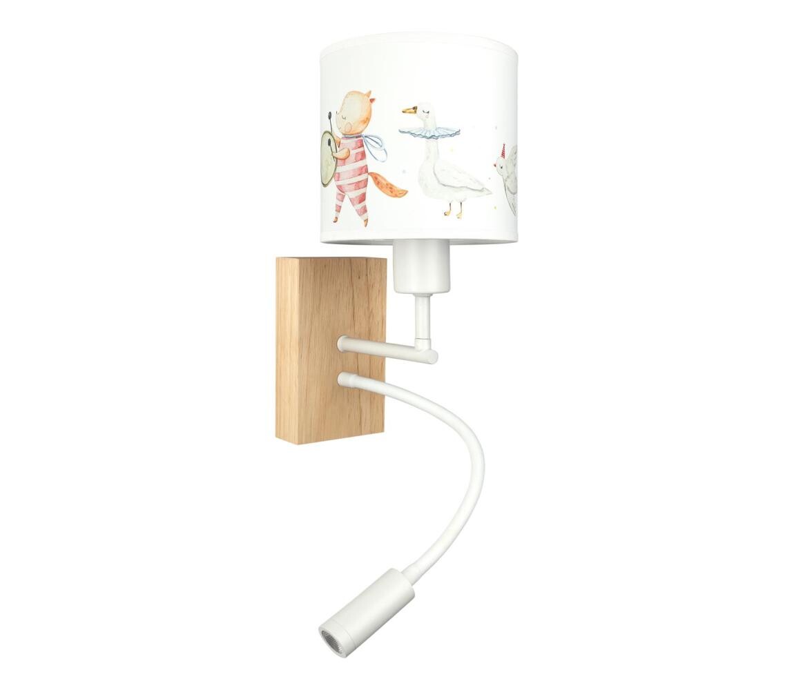 Brilagi - LED Flex. lampa BOBO WOOD 1xE27/25W/230V + LED/3W dub/bílá/zvířátka BG1565+BG5576