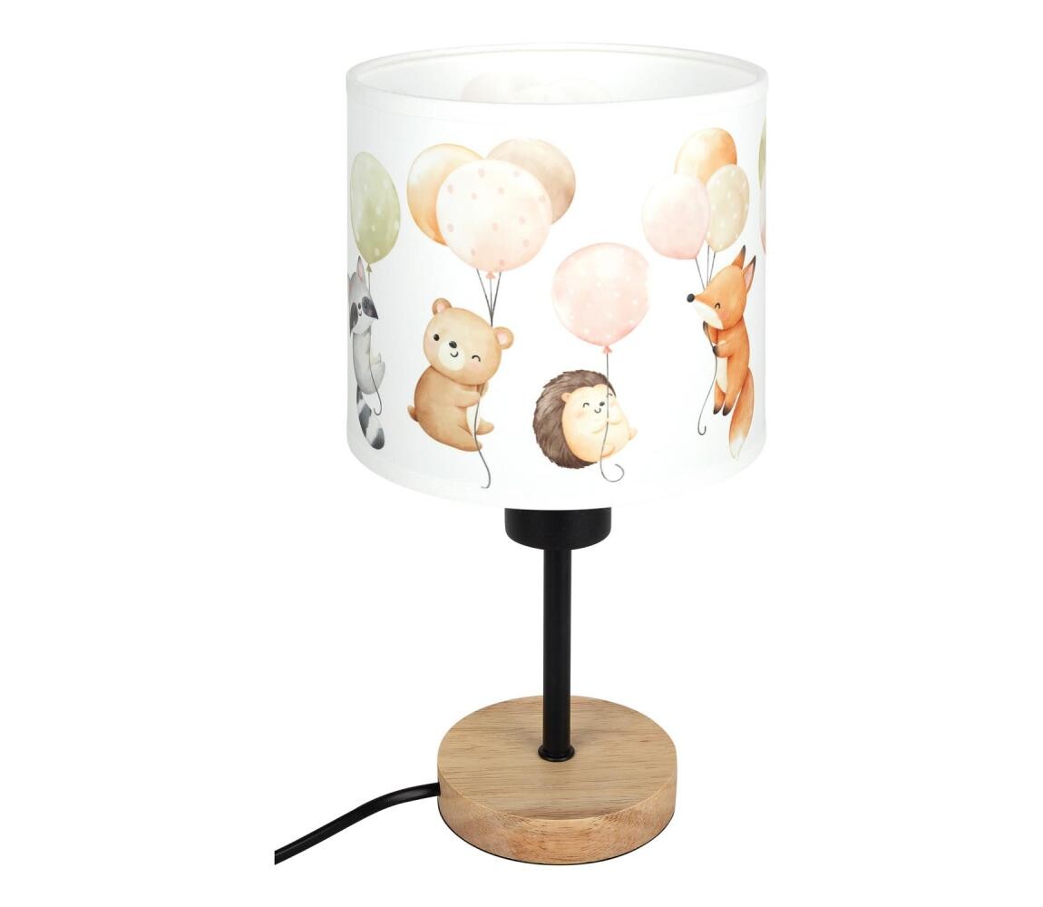 Brilagi - Stolní lampa BOBO WOOD 1xE27/25W/230V dub/černá/bílá/zvířátka BG1567+BG5577