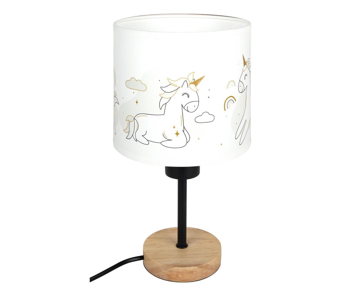Brilagi - Stolní lampa BOBO WOOD 1xE27/25W/230V dub/černá/bílá/jednorožci BG1567+BG5579