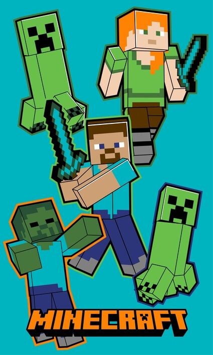 Jerry Fabrics Bavlněný froté ručníček s poutkem 30x50 cm - Minecraft 