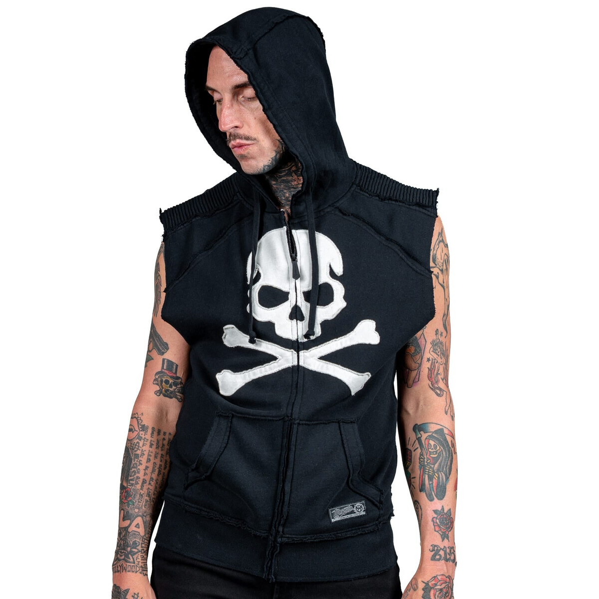 pánská vesta WORNSTAR - White Skull - černá M