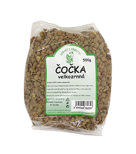 Zdraví z přírody Čočka velkozrnná 500g DMT 06/2026
