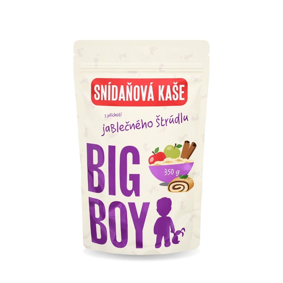 BIG BOY Ovesná bezlepková kaše s příchutí jablečného štrúdlu 350 g DMT 06/2026