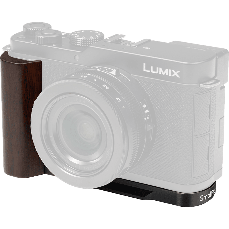 SMALLRIG 5942 L-Shaped Mount Plate with Wooden Handle for Panasonic LUMIX L10 Black